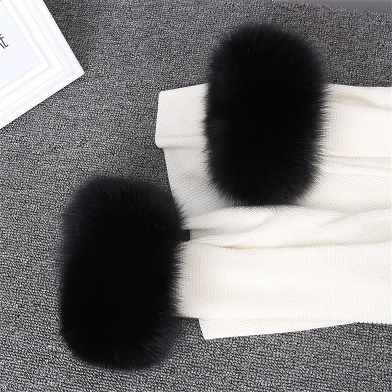 Womens 100% real fox fur cuffs for winter warmth and fashion womens bracelets wristbands arm warmers real fox fur sleeves 241206