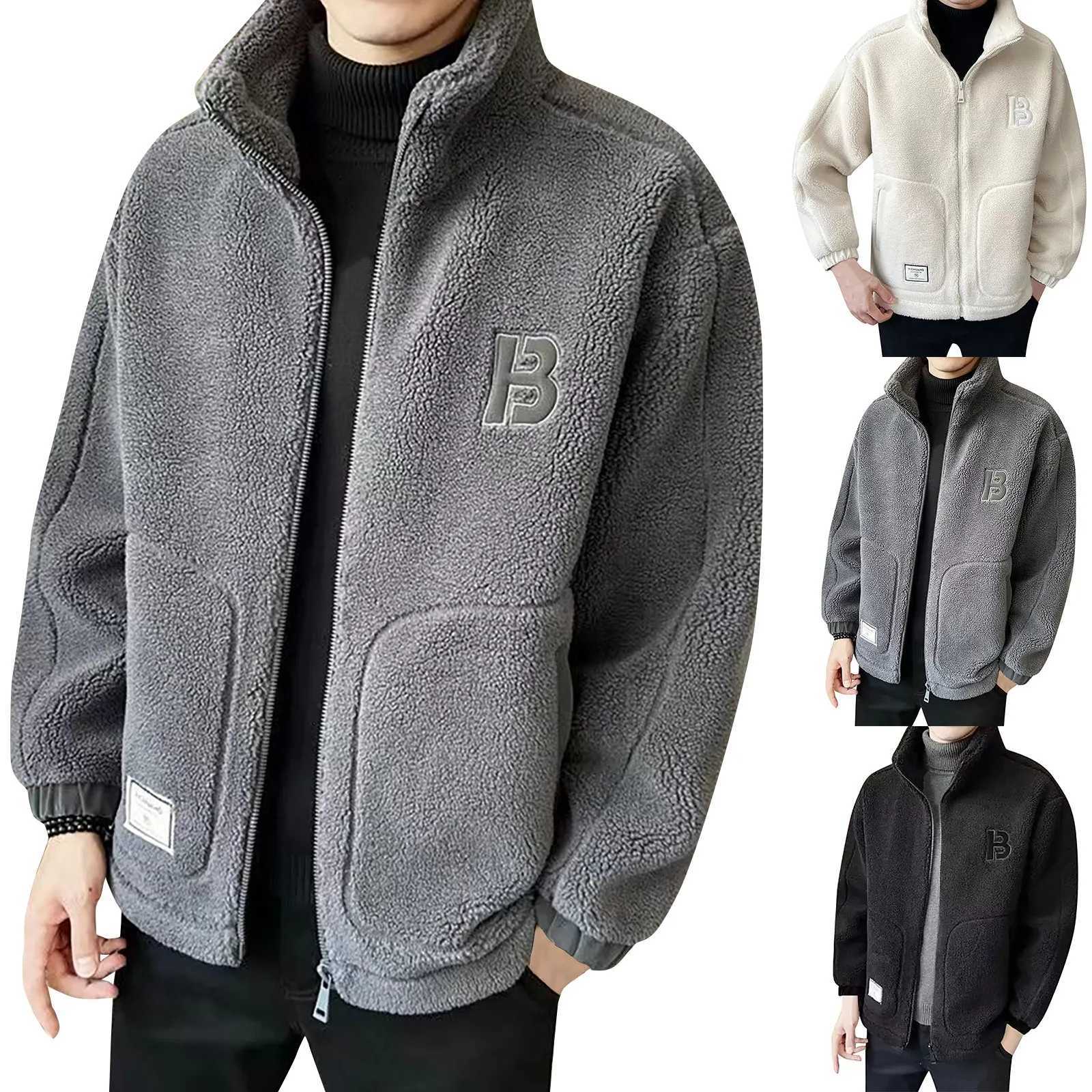 Lamb Wool Jacket MenS 2023 New Autumn Winter Coat Plush And Thick Fashion Trend Warm Clothes Male Outwear Veste HommeXJ241206