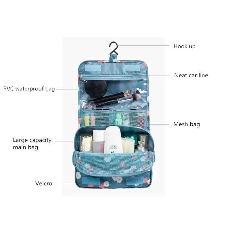 Nyl Hook Cosmetic Bag Women Makeup Bag High Capacity Toiletries Storage Pouch Travel Make Up Organizer Waterproof Beauty BagsXJ241206