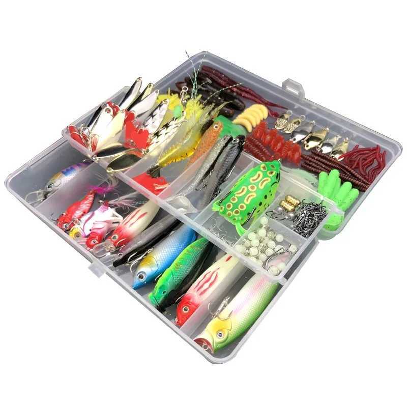 Fishing Lure Kit Soft and Hard Bait Set Gear Layer Minnow Metal Jig Spoon For Bass Pike Crank Tack Accories with BoxXJ241128