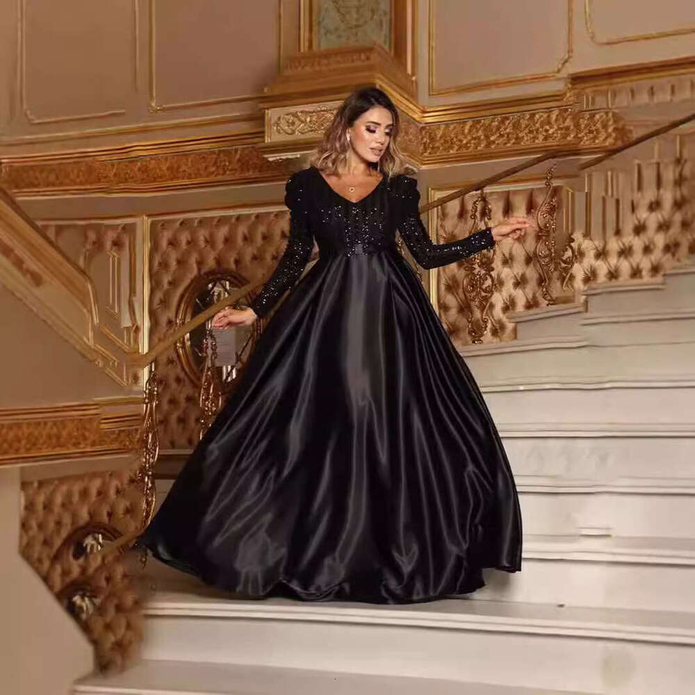 European and American Women's Deep V Big Swing Sexy Long Skirt Tail Banquet Evening Dress 2024 New Casual Fashion Trendy Clothing