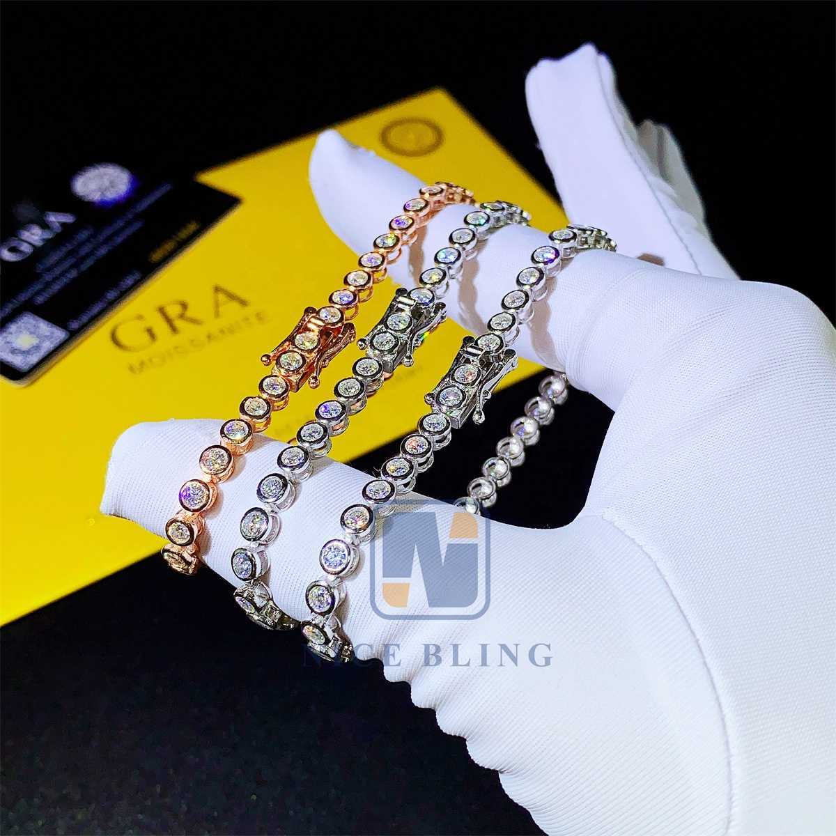 Hot sale bezel setting diamond tennis bracelet women 925 silver tennis necklace 3mm 6inch 7inch 8inch moissanite tennis bracelet