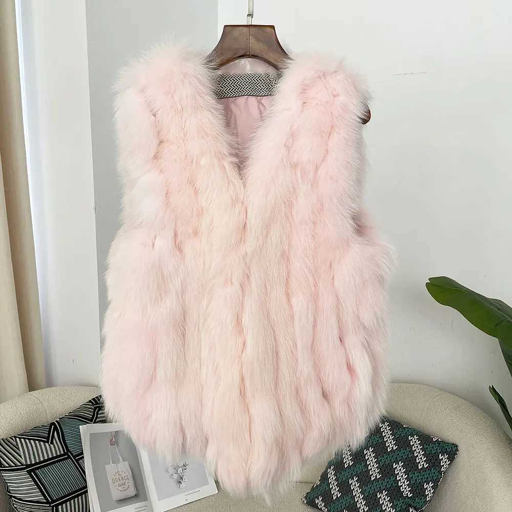 Natural Real Fur Vest Thick Luxury Waistcoat Fe Natural Fur Jacket Streetwear New Autumn Winter Warm Womens CoatXJ241206
