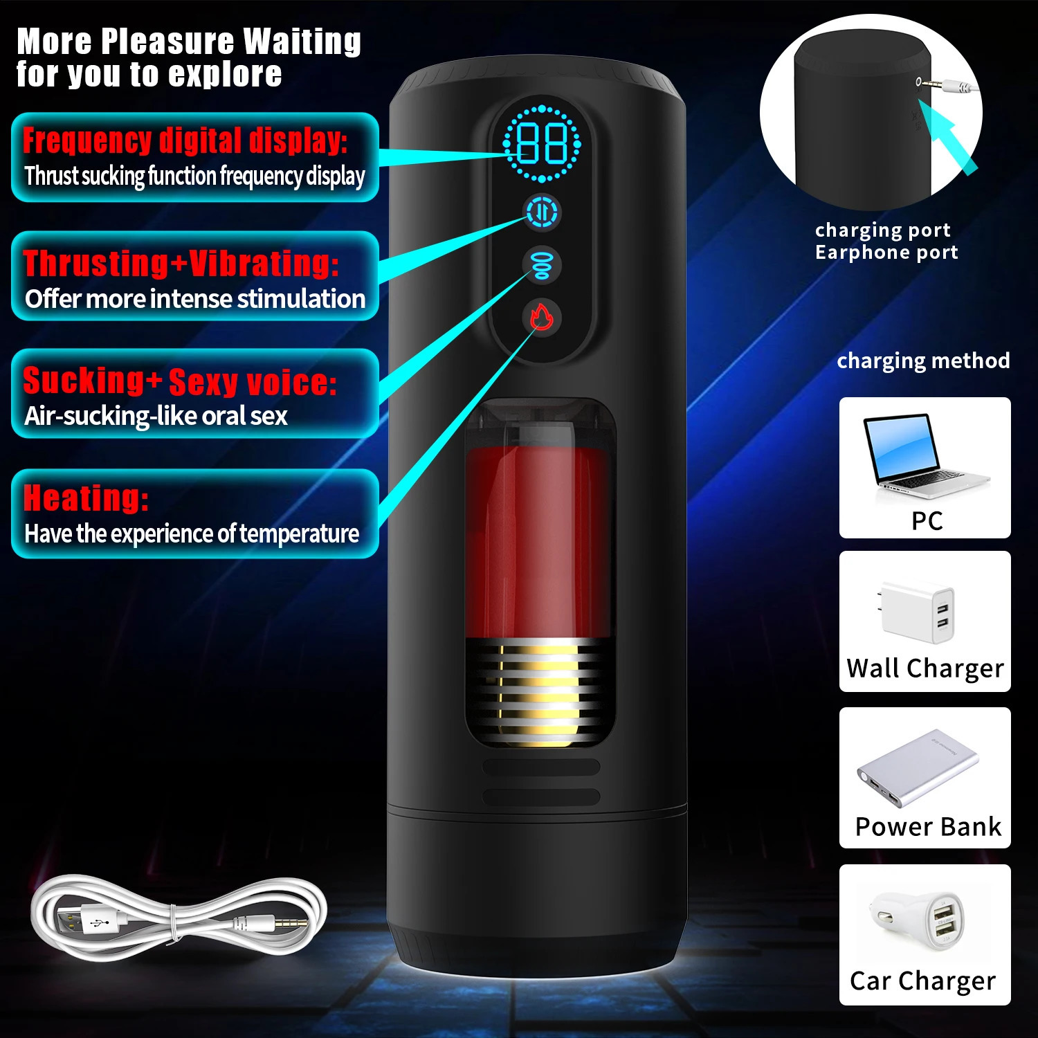 Penis Pump Sex Toys Male Masturbator 3D Textured Sleeve Heating Mens Adult Toys Male Vibrator Stroker LCD Display pocket 241205