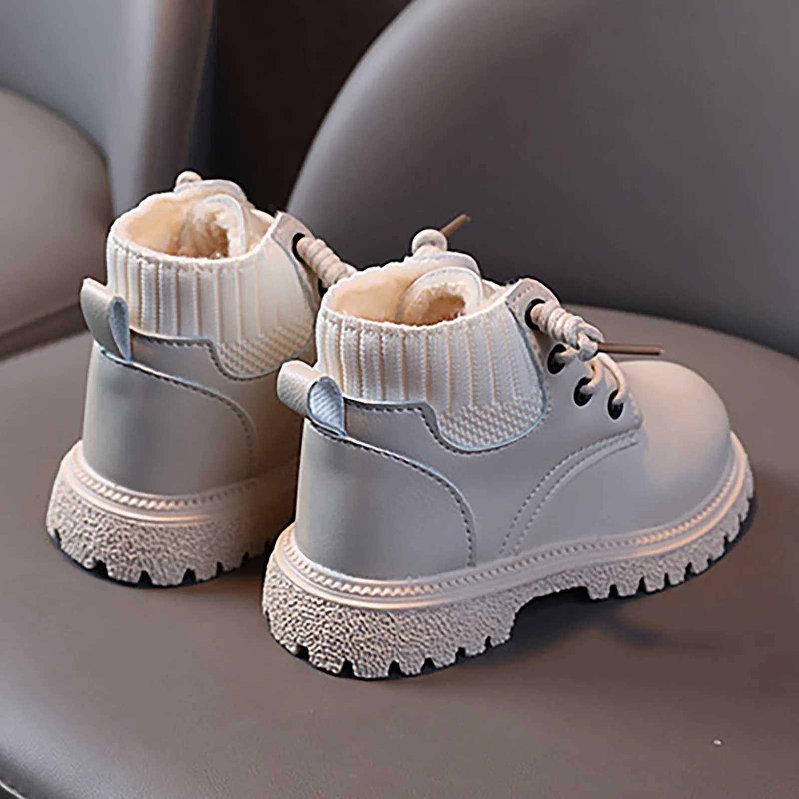 PU Leather Childrens Boots Fashionable Toddlers Boots Kids Snow Shoes Winter Baby Kids Short Boots Super Warm Boys Girls ShoesXJ241206