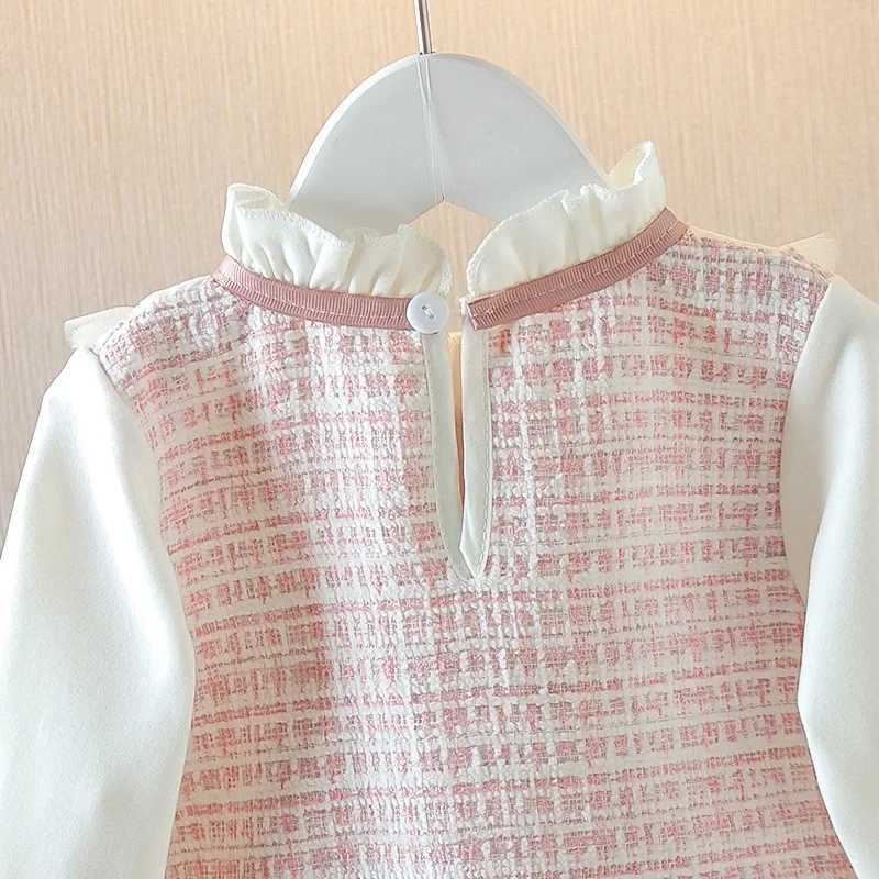 Baby Girl Autumn New Dress Bow Doll Collar Long Sleeved Princess Skirt Plaid Girls ClothingXJ241206