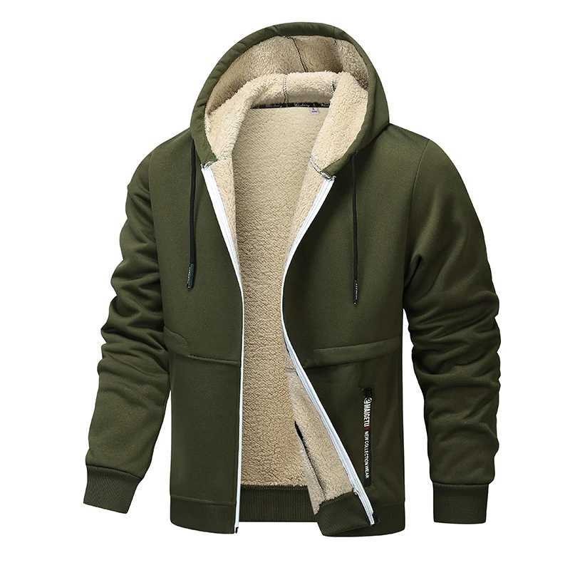 Cotton jacket mens autumn and winter new artificial wool jacket outdoor sports and leisure thick warm hooded jacketXJ241206