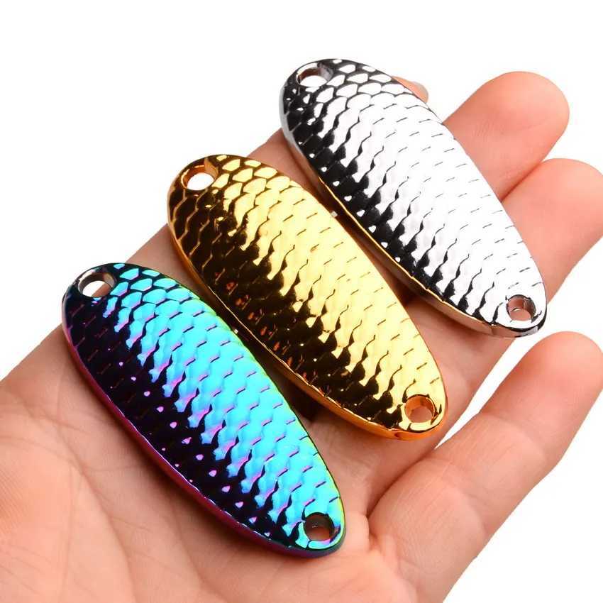 1pc Metal 1.5g/2.5g/3.5g/5g Fishing Lure Wobbr Spinner Bait Spoon Artificial Bass Hard Sequin Pailtte Metal Steel Hook LuresXJ241128
