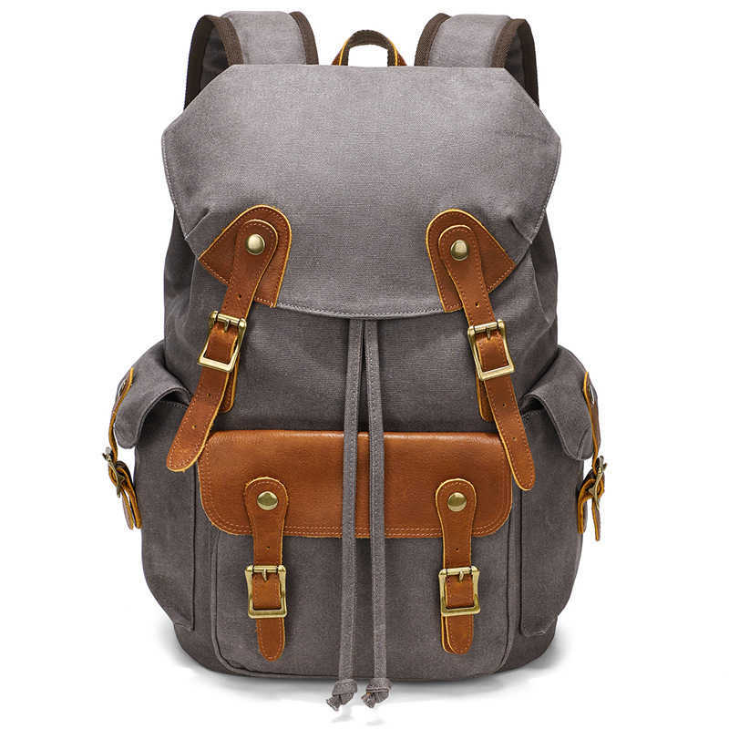 Backpack men's large capacity canvas backpack outdoor leisure travel backpack 16 inch computer bag 241215