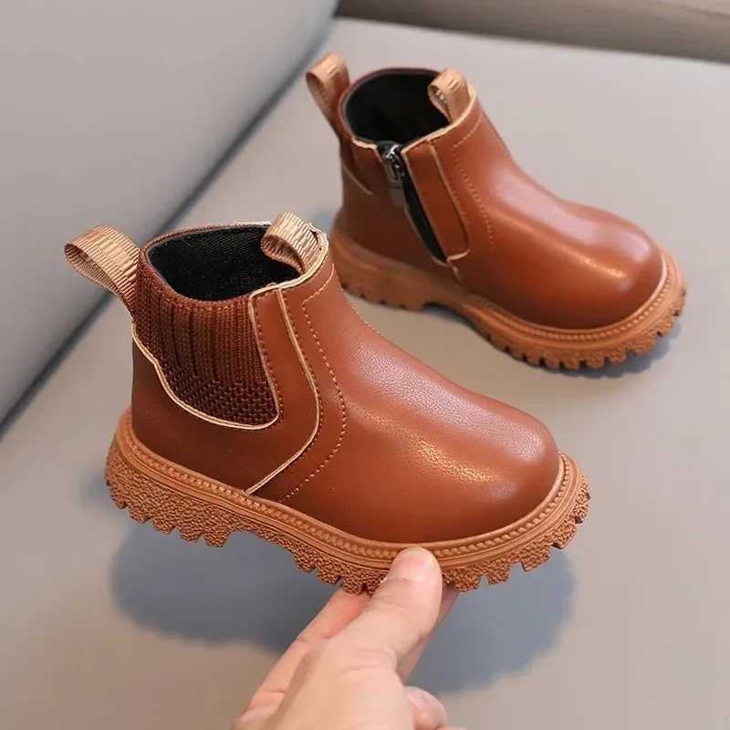 Childrens Boots For Boys Girls Fashion Children Ankle Snow Boots Rubber Sole Autumn Warm Winter Side Zipper Kids ShoesXJ241206