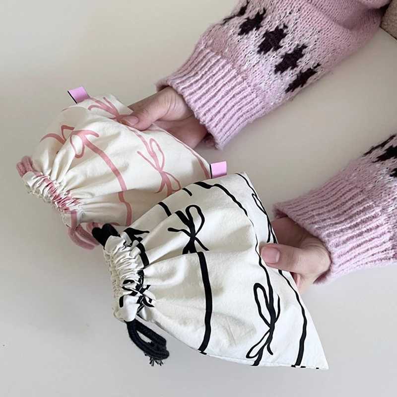 Bow Knot Striped Mini Drstring Bag Cosmetic Storage Pouch Women Wallet Sweet Kaii String Mini Pouch Girls Storage Mini BagXJ241206