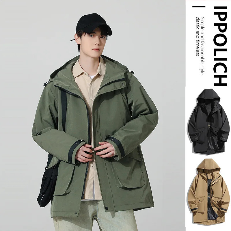Autumn Mens Windbreaker Jacket Classic Fashion Overcoat Trend Coats Men Casual Windproof Jackets HighQuality Hooded 8XL 241202