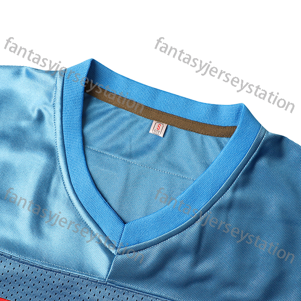 Football Jersey #34 Blue Campbell Polyester V-Neck Embroidered Men's Athletic Tops for Training Outdoor Activities, Loose Fit Adult Universal Jer
