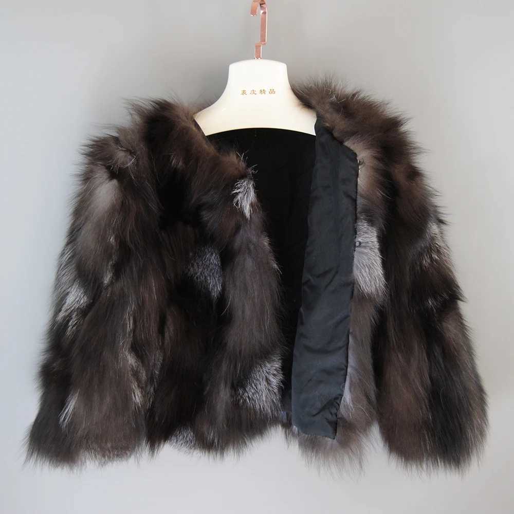 Brand Hot Sale Fashion Real Fur Coat Short Style Women Winter Real Silver Fur Coats Ladies Warm 100% Natural Fur JacketXJ241206