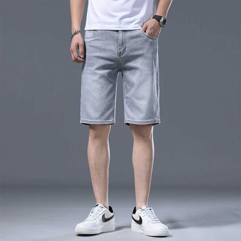 Light Gray Denim Shorts Mens Summer Breathable Elastic Soft Comfortable Mens Fashion High-End Casual Fifth PantsXJ241206