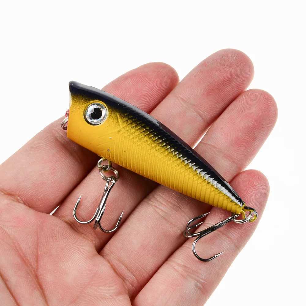1pc Popper Fishing Lure 6cm/6.5g Hard Bait Artificial Topwater Bass Trout Pike Wobbr Fishing Tack with 2 Treb HooksXJ241128