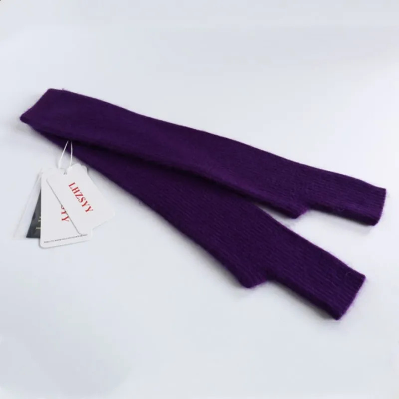 LHZSYY 40cm mink cashmere winter long section warm thick fashionable gloves pure color band finger hole womens gloves 241206