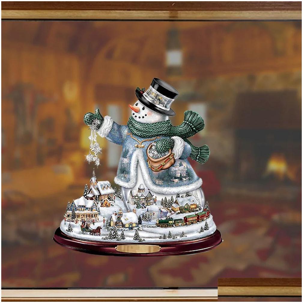 Christmas window stickers Favors Event Christmas Tree Rotating Sculpture Train Decorations Paste Window Stickers Winter Room Home Decor free shipping
