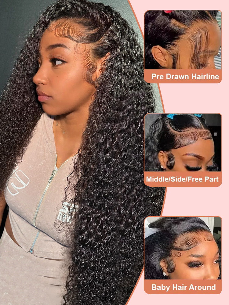 30 40 Inch 13X6 HD Front Human Hair Wigs Deep Wave Transparent 13X4 Curly Lace Frontal Wig Glueless 5X5 Closure Brazilian