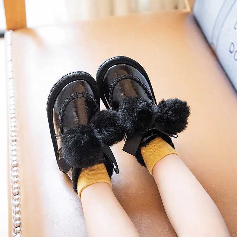 Fashion Girl Boots Princess Bow Winter Boot Anti Slip Fleece Child Shoes Versatile Comfort Snow Boots Daily Casual Cotton BootXJ241206