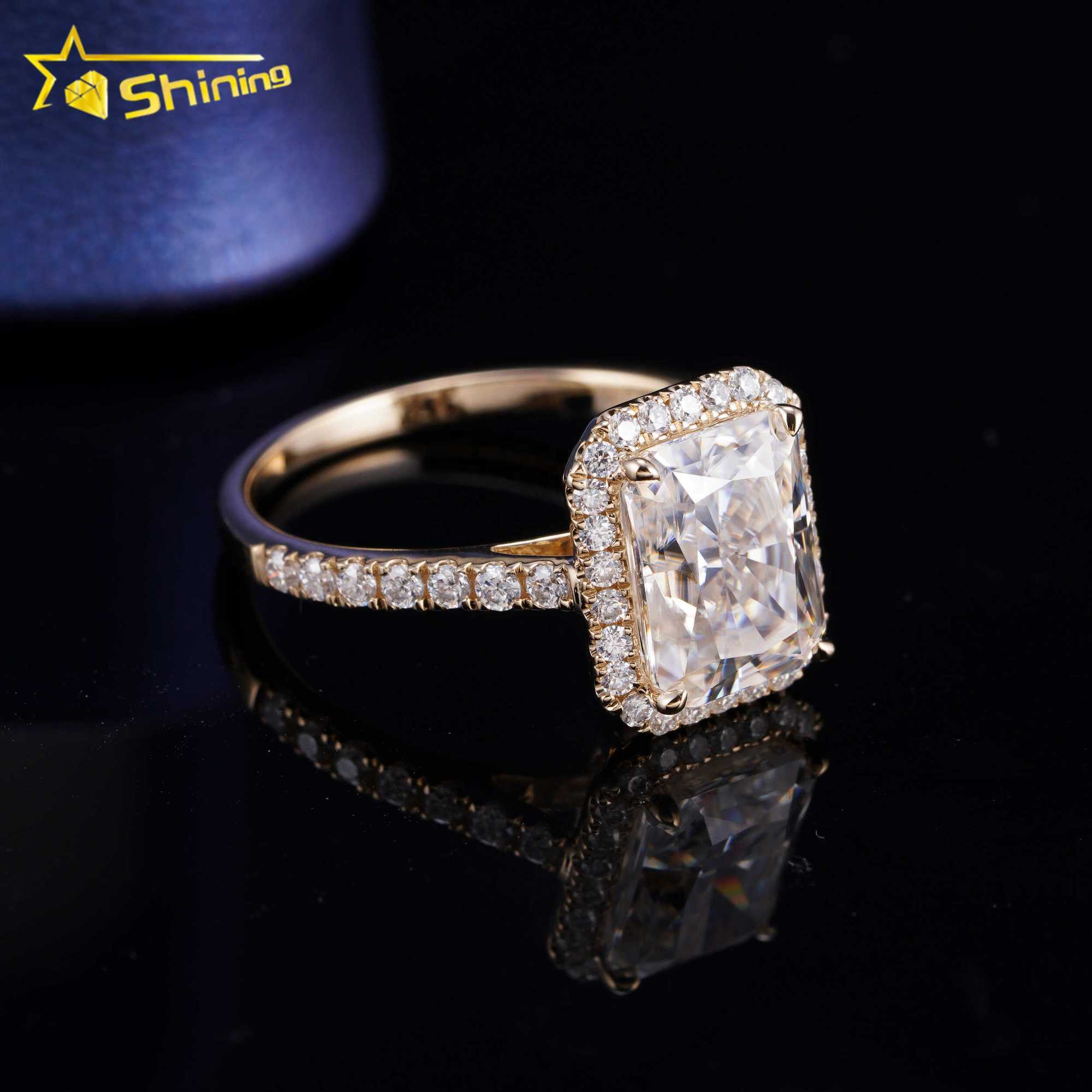 Top Quality 14k Gold 3ct Radiant Cut D Color VVS Moissanite Diamond Engagement Ring for Women
