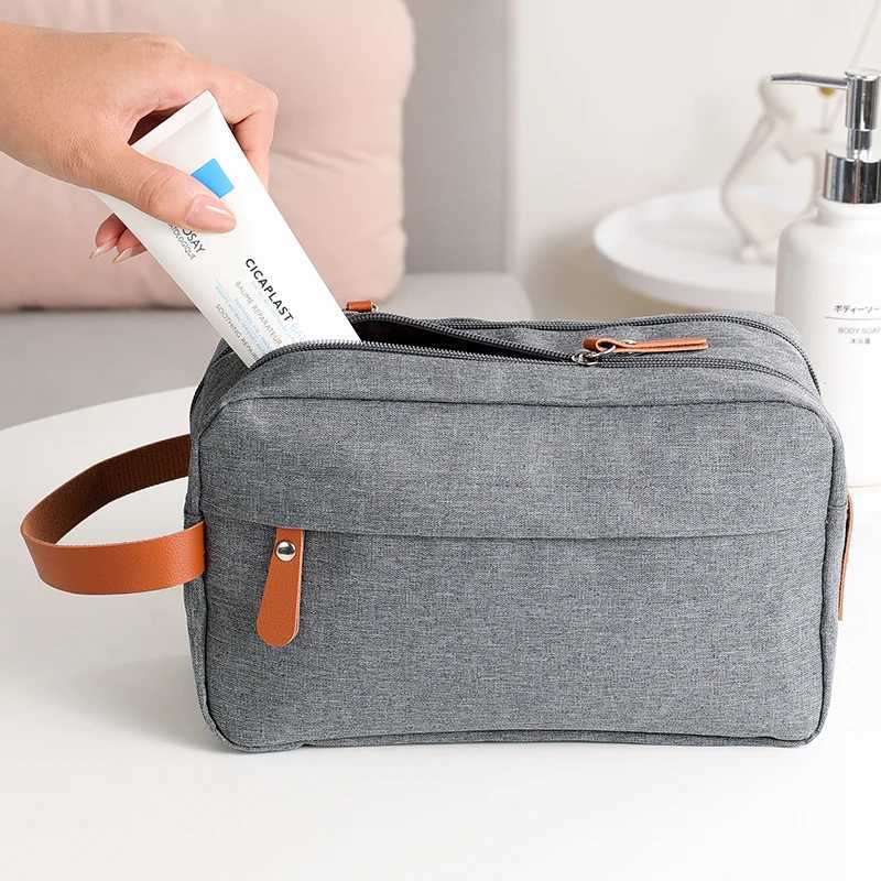 Mens Travel Toiletry Bag Men Waterproof W Organizer Bag Casual Canvas Cosmetic Bag With Leather Handle Men Toiletry StorageXJ241206