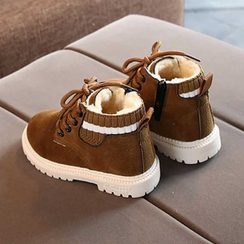 2 Sle Inside Material Plush Kids Winter Boots Cotton Fabric Spring Autumn Children Shoes Baby Toddler Boys Girls BootsXJ241206