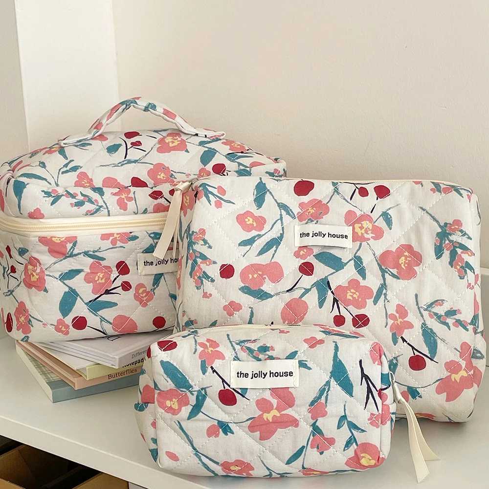 Fi Flower Quilting Womens Cosmetic Bag Portable Tote Cott Makeup Storage Pouch Cute Toiletry Make Up Travel Bag For GiftXJ241206