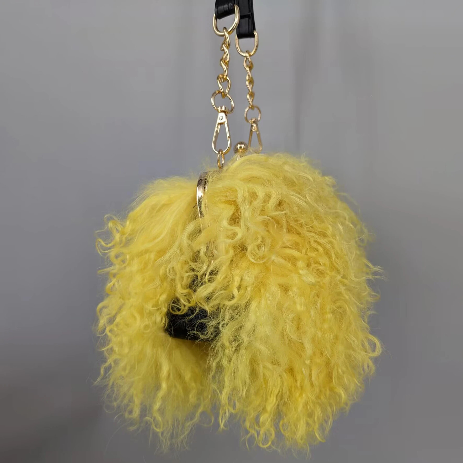 real Long Fur Wool handBag Women Mongolian Sheep Fur Bag Beach Wool Fur One Shoulder bag 241206