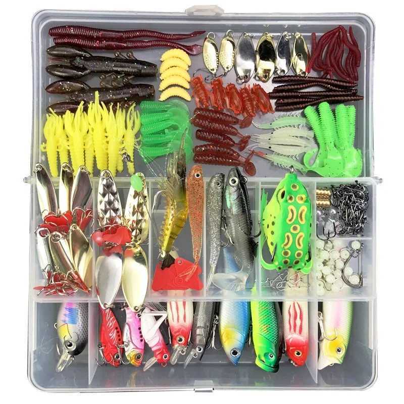 Fishing Lure Kit Soft and Hard Bait Set Gear Layer Minnow Metal Jig Spoon For Bass Pike Crank Tack Accories with BoxXJ241128