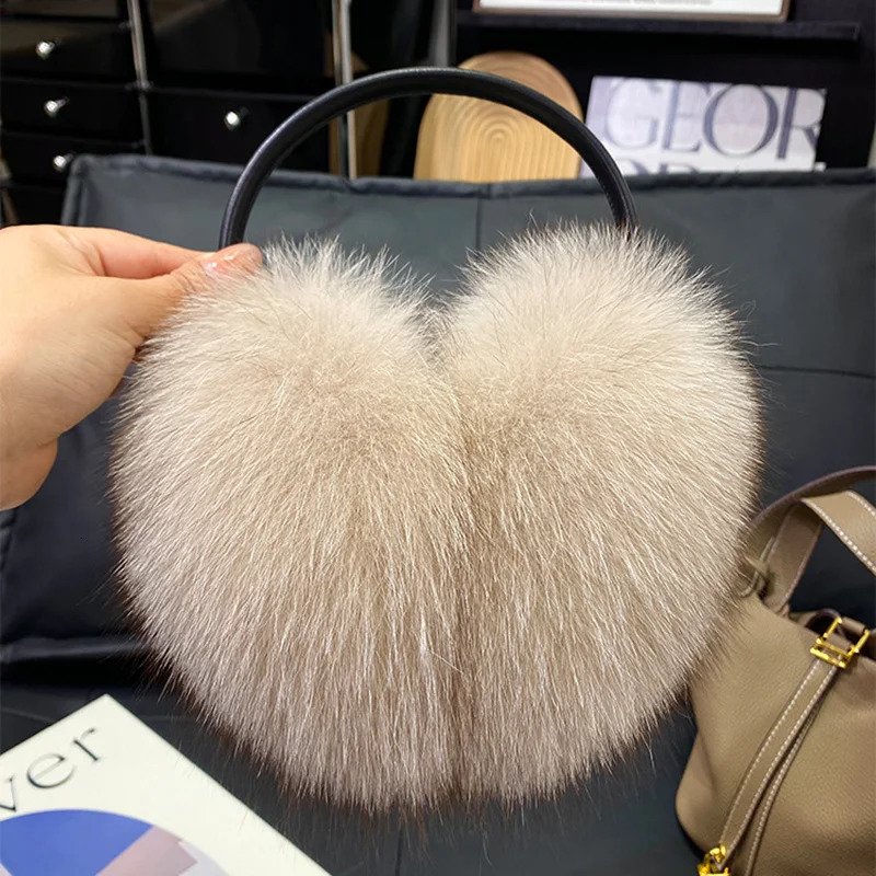 Big real fox fur earmuffs for women cute and warm earmuffs winter accessories 241205