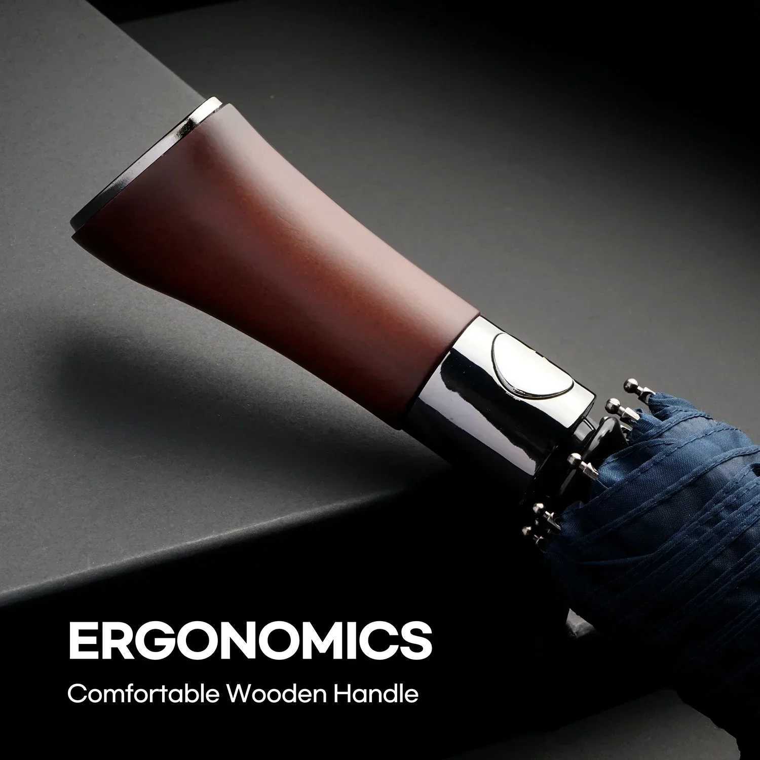 New Arrival Windproof large umbrella mens 8-rib flight authentic umbrella heavy-duty rainproof outdoor wooden folding umbrella Cpac parasol Z241206