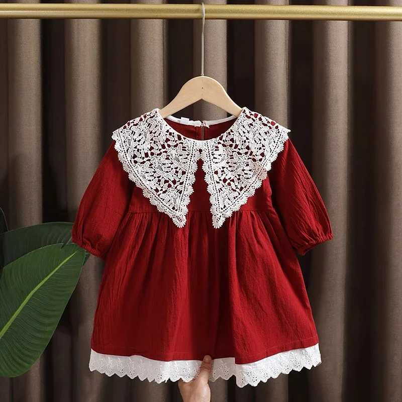 1-6Y Baby Girl Christmas Dress Fashion Autumn Dress Lace Princess Sle Dress Comfortable Fabric Outgoing Par Wear ClothingXJ241206