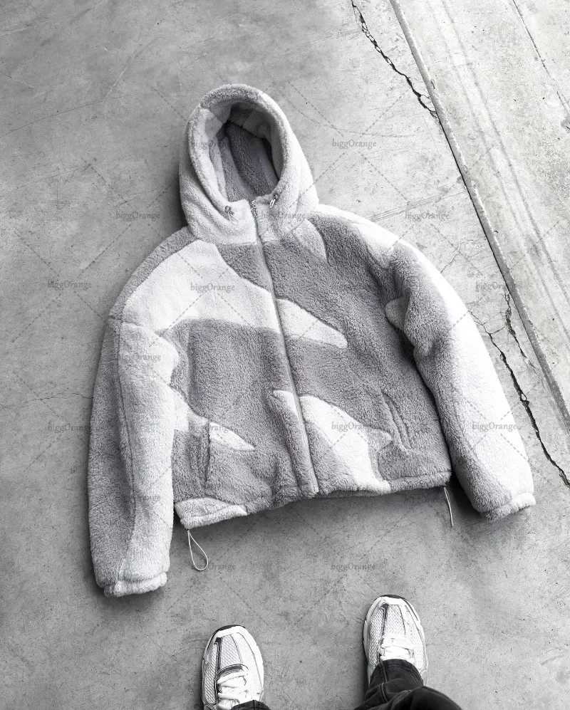 2024 Retro High Street Clothing Fashion Spliced Oversized Jacket Men Y2K European and American Casual Hooded Zipper Coat WomenXJ241206