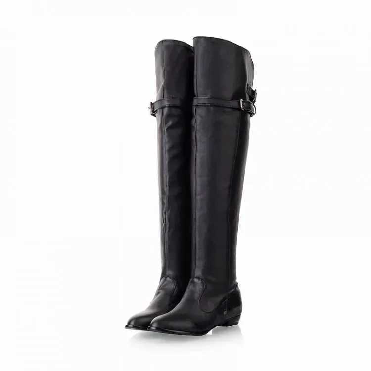 High Quality Warm boots winter new Fi casual super high boots round buckle plus size 34-45 womens shoe ring OX100 T241206