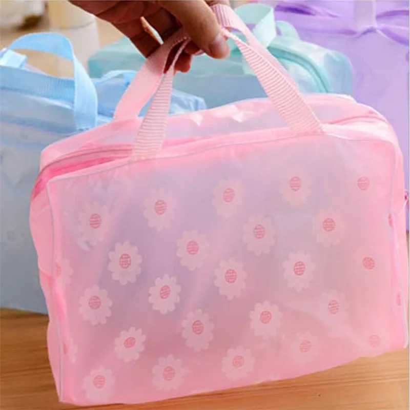 Make Up Organizer Bag Toiletry Bathing Storage Bag women waterproof Transparent Floral PVC Travel cosmetic bagXJ241206
