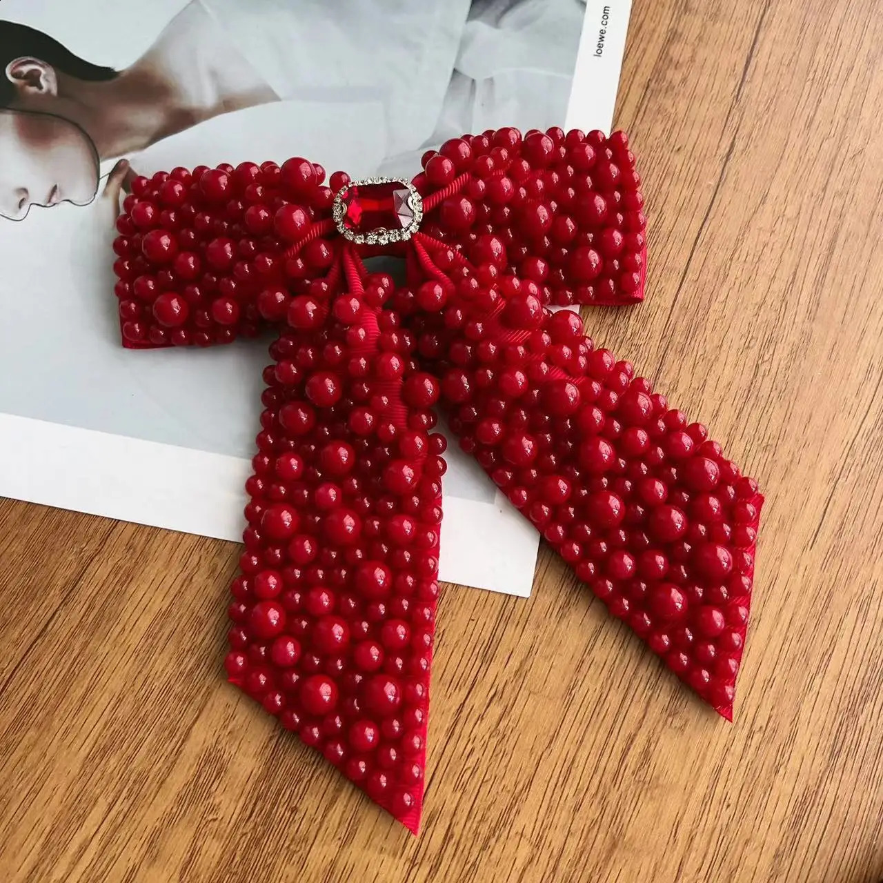 Sweet pearl bead bow hair clip ribbon bow womens fashionable Y2k hair accessory hair clip 241205