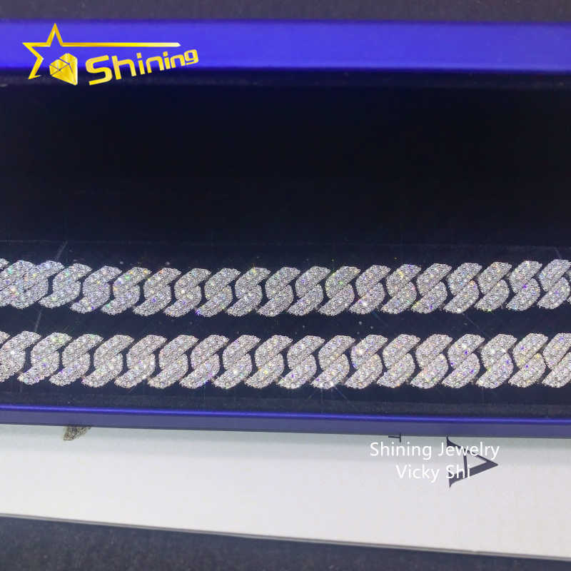 Hot selling hip hop jewelry pass diamond tester s925 silver 13mm moissanite cuban link chain mens cuban bracelet