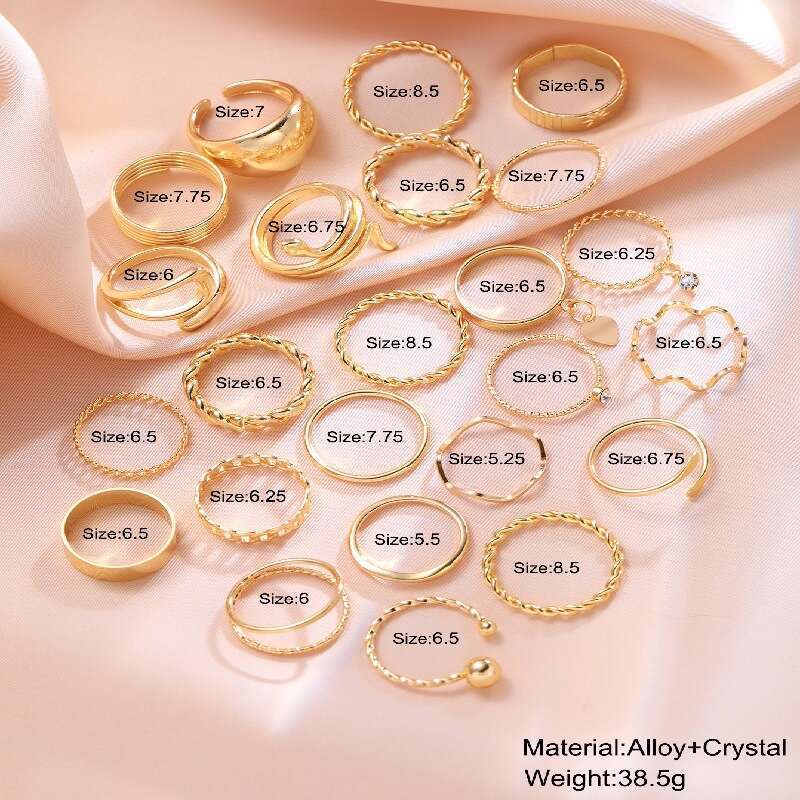 New Style Snake Fried Dough Twists Geometric Ring Set 24 Piece Women's Fashion Premium Necklace Handwear