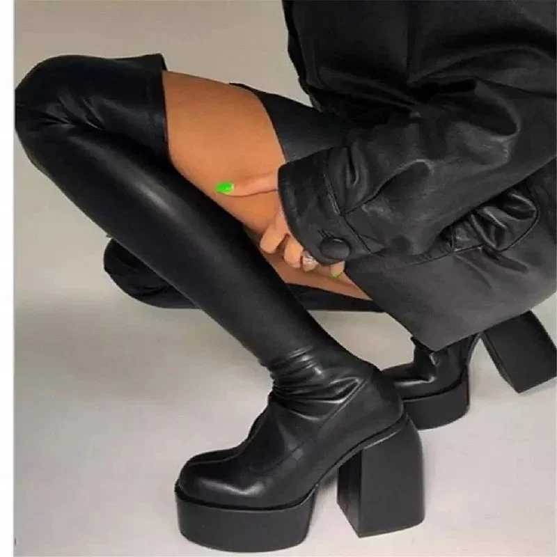 High Quality Autumn Winter Wens Boots Punk Over The Knee Boots Platform Shoes for Wen Sexy Womens High Heels Gothic Chaussure Femme T241206