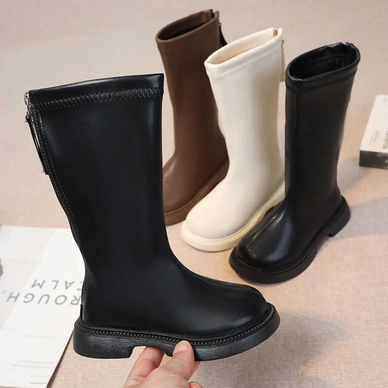 Children High Boots for Girls Spring Autumn Waterproof Non-slip Fashion Kids Elegant Princess Boots Simple Korean Sle 2024 NewXJ241206