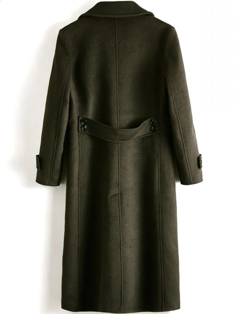 Winter mens long double-layer breathable wool coat thick double-sided wool blend coat straight windproof ditch 6XL 241204