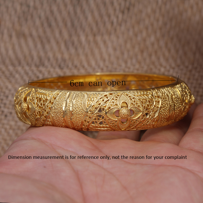 24k Dubai Gold Color Bangles for Women Dubai Bride Wedding Ethiopian Bracelet Africa Bangle Arab Jewelry Charm Bracelet Jewelry