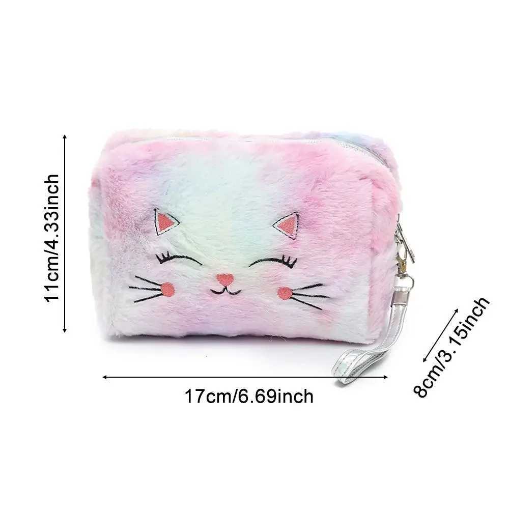 Carto Plush Cosmetic Bag Women Colorful Makeup Pouch Portable Toiletry Bag Travel Organizer Female Beauty Case NeceserXJ241206