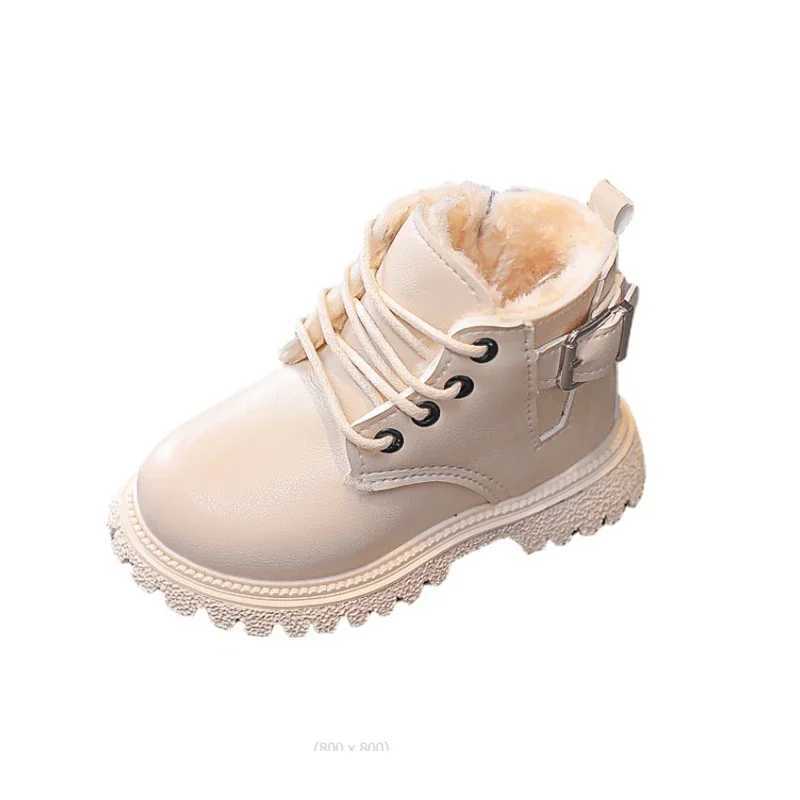 New Childrens Fashion Boots Winter Thickened Boys Girls Anti-Skid Warm Boots Side Zipper Solid Color Kids Casual Shoes H08193XJ241206