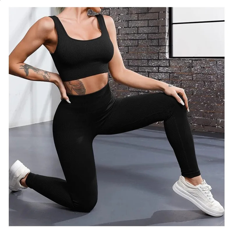 Thread Solid Legging Seamless Knit Yoga Pants High Waist Hip Liftting Tights Fashion Slim Workout Running Sports Leggings 241205
