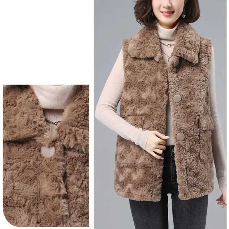 Vest Womens 2023 Winter New Korean Version Of the Lapel Fur All-In-One Lamb Wool Jacket Casual Short Waistcoat M7XJ241206
