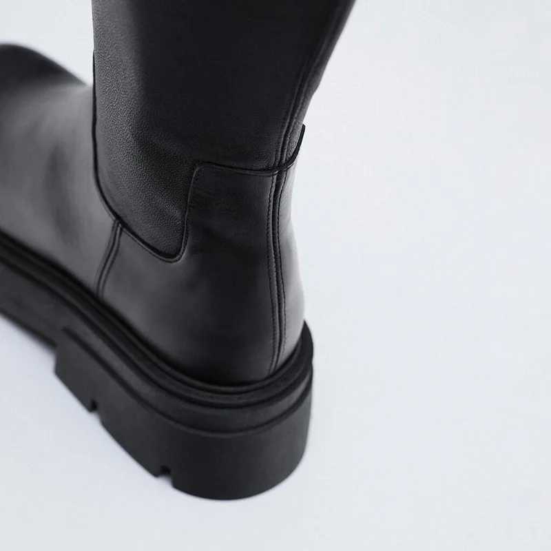 High Quality Short and chubby knee high boots Fi platform thick H shoes autumn and winter womens knight Lg Botas De Mujer T241206