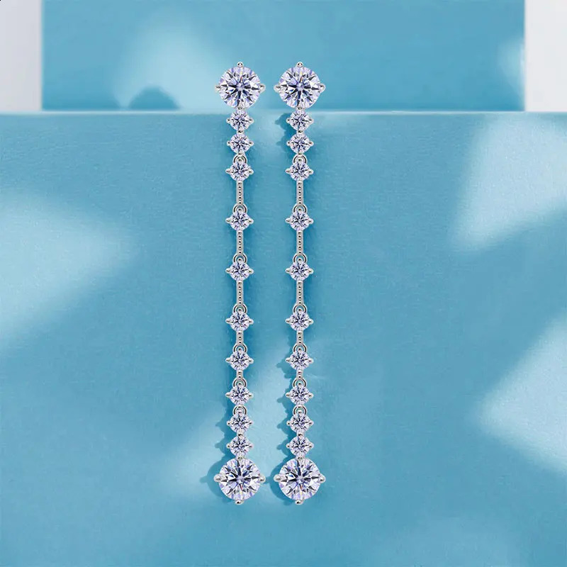 all Mo silica tassel pendant earrings suitable for womens wedding party jewelry gifts 925 sterling silver sparkling diamond earrings 241205