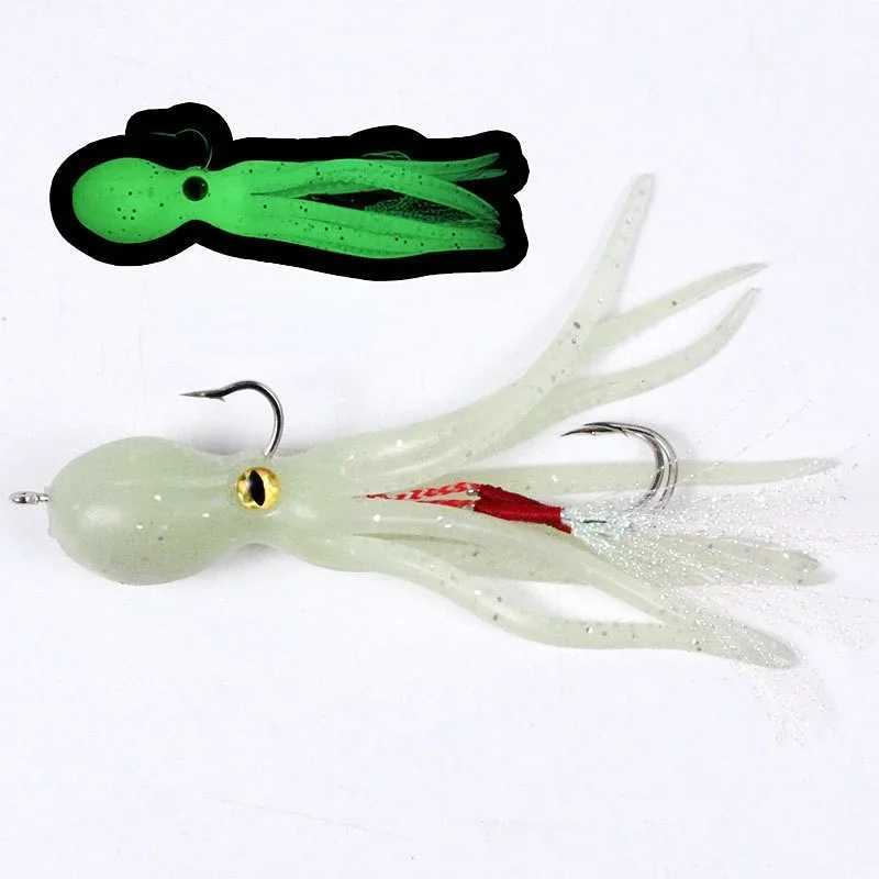 Octopus Bait Doub Hook Artificial Silicone Soft Bait Trip Sinker Octopus Swim Ring for Bass Trout Shad Fishing LureXJ241128
